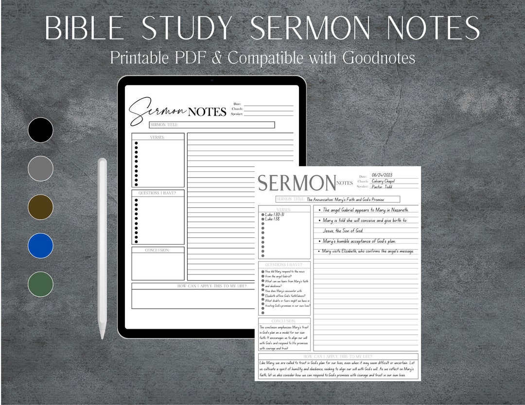 Bible Study Sermon Notes- Printable PDF & Downloadable - Etsy