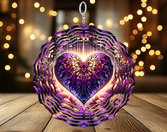Heart Sunflower Wind Spinner Png, Purple Flower Art, Heart Floral Design, Garden Decor Png, Sublimation Design, Digital Download