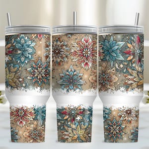 Boho 40oz Tumbler Wrap, PNG Tumbler Design Sublimation Design Downloads, Retro Sublimation Design Tumbler with Handle Wrap