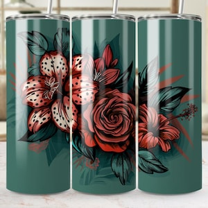 Floral 20 oz Skinny Tumbler Sublimation Design, Straight & Tapered Wrap, Tumbler Wrap, Tumbler Png, Instant Download