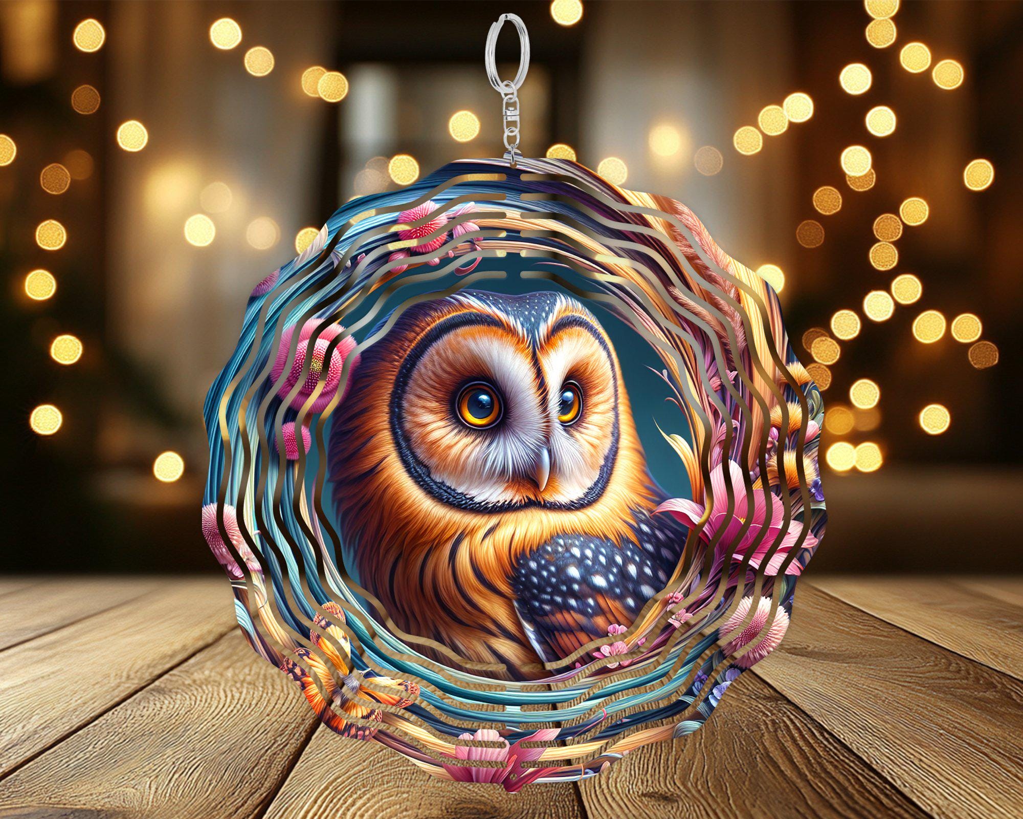 Wind Spinner PNG- Owl Wind Spinner, Outdoor Garden Wind Spinner Decor, Windspinner Gift, Sublimation