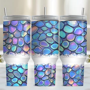 Iridescent 40oz Tumbler Wrap, PNG Tumbler Design Sublimation Design Downloads, Pink Sublimation Design Tumbler with Handle Wrap