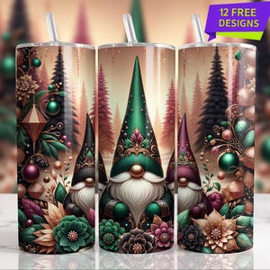Christmas Gnome Tumbler Wrap: Xmas Snow, Snowflake PNG (Digital Download)