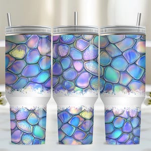 Iridescent 40oz Tumbler Wrap, PNG Tumbler Design Sublimation Design Downloads, Seamless Sublimation Design Tumbler with Handle Wrap