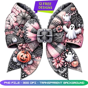 Halloween Bow Png Design, Spooky Bow Png, Ghost and Pumpkin Bow, Pastel Goth Halloween Png, Girly Halloween Png Design, Cute Halloween Png