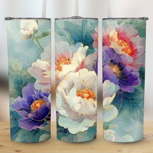 Flowers 20 oz Skinny Tumbler Sublimation Design, Straight & Tapered Wrap, Tumbler Wrap, Tumbler Png, Instant Download