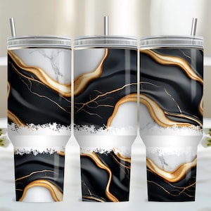 Faux Marble 40oz Tumbler Wrap, PNG Tumbler Design Sublimation Design Downloads, Pink Sublimation Design Tumbler with Handle Wrap