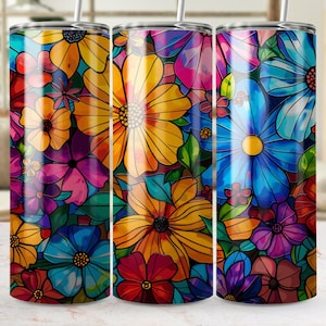 Flowers 20 oz Skinny Tumbler Sublimation Design, Straight & Tapered Wrap, Tumbler Wrap, Tumbler Png, Instant Download
