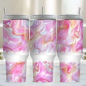 Pink 40oz Tumbler Wrap, PNG Tumbler Design Sublimation Design Downloads, Quencher 40oz Tumbler with Handle Wrap