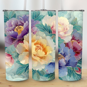 Floral Design 20 oz Skinny Tumbler Sublimation Design, Straight & Tapered Wrap, Tumbler Wrap, Tumbler Png, Instant Download