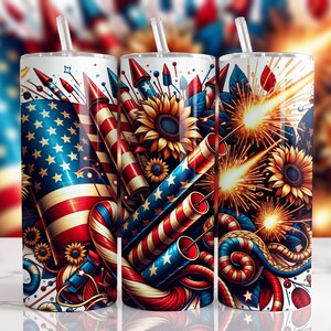4th Of July American Flag 20 oz Skinny Tumbler Sublimation Design, 4th Of July PNG, Patriotic Tumbler PNG, America Tumbler Wrap