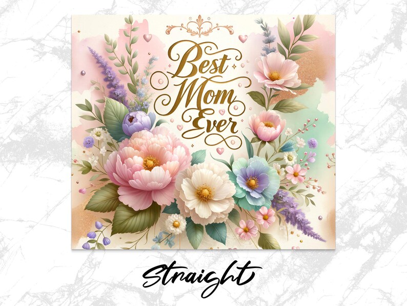 Best Mom Ever Floral Art Print, Mother's Day Gift, Colorful Flowers Wall Decor, Spring Blossom Poster