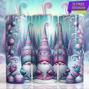 Christmas Gnome Tumbler Wrap: Xmas Snow, Snowflake PNG (Digital Download)