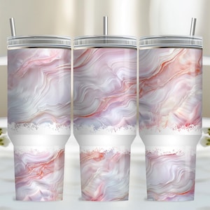 Marble 40oz Tumbler Wrap, PNG Tumbler Design Sublimation Design Downloads, Pink Sublimation Design Tumbler with Handle Wrap