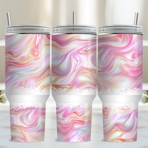 Faux Marble 40oz Tumbler Wrap, PNG Tumbler Design Sublimation Design Downloads, The Pinks Quencher 40oz Tumbler with Handle Wrap