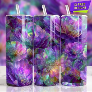 Floral 20oz Skinny Tumbler Wrap, Purple Flower Tumbler Design, Colorful Tumbler Decal, Flower Tumbler Wrap, Elegant Tumbler, Gift for Her