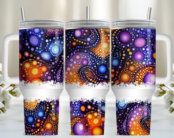Abstract 40oz Tumbler Wrap, PNG Tumbler Design Sublimation Design Downloads, Quencher 40oz Tumbler with Handle Wrap