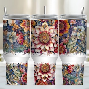 Retro 40oz Tumbler Wrap, PNG Tumbler Design Sublimation Design Downloads, Pink Sublimation Design Tumbler with Handle Wrap