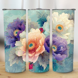 Flower 20 oz Skinny Tumbler Sublimation Design, Straight & Tapered Wrap, Tumbler Wrap, Tumbler Png, Instant Download