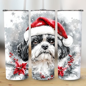 Shih Tzu 20 oz Skinny Tumbler Sublimation Design, Straight & Tapered Wrap, Tumbler Wrap, Tumbler Png, Instant Download