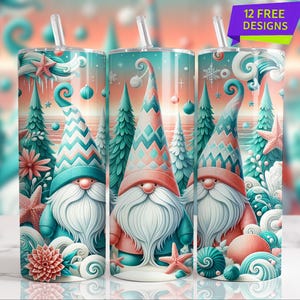 Xmas Snow Gnome 20 Oz Skinny Tumbler Wrap, Christmas Gnome Sublimation Tumbler Design Template, Digital Download, Snowflake PNG design