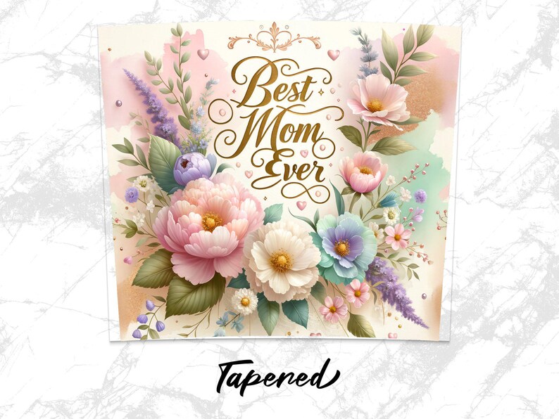 Best Mom Ever Floral Wall Art, Vintage Style Mother's Day Gift, Colorful Spring Flowers Decor, Elegant Home Decoration Print