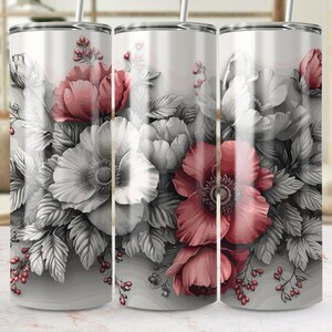 Floral Design 20 oz Skinny Tumbler Sublimation Design, Straight & Tapered Wrap, Tumbler Wrap, Tumbler Png, Instant Download