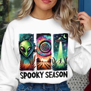 Spooky Season Aliens Png Designs, Halloween Ufo Png, Extraterrestrial Clip Art, Galaxy Space Digital Download for Shirts, Stickers