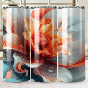 Flower 20 oz Skinny Tumbler Sublimation Design, Straight & Tapered Wrap, Tumbler Wrap, Tumbler Png, Instant Download