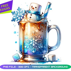 Design PNG de chocolate quente de inverno, boneco de neve de marshmallow, sublimação para o feriado de Natal, clipart fofo de caneca, arte digital festiva, gráficos para impressão
