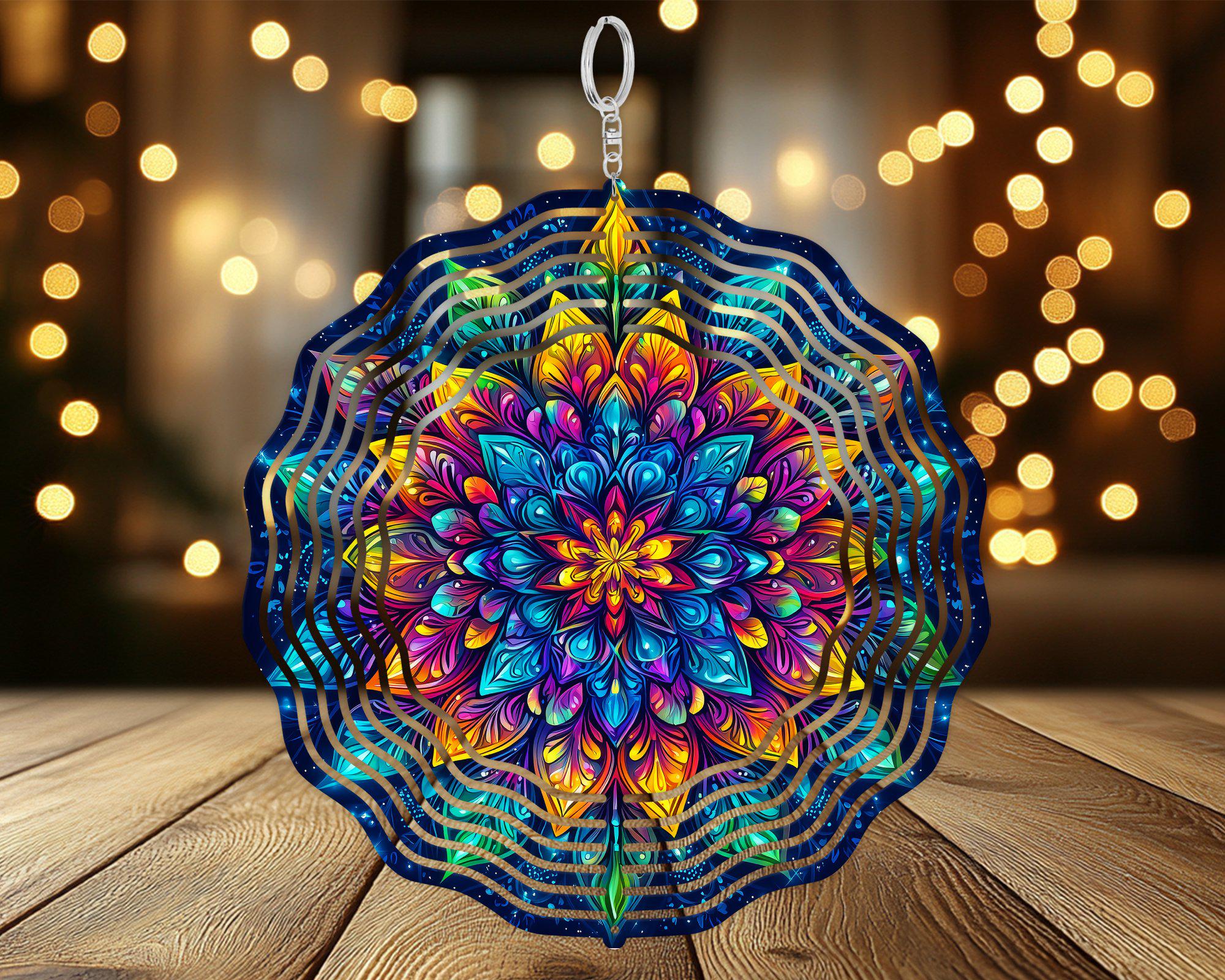 Molinillo de viento PNG - Diseños de molinillos de viento con mandala, decoración para exteriores, diseño de sublimación, regalo de molinillo de viento para jardín, sublimación PNG