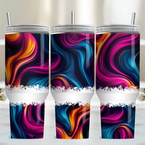 Abstrakte 40 Unzen Tumbler Wrap, PNG Tumbler Design Sublimation Design Downloads, Quencher 40 Unzen Tumbler mit Griff Wrap