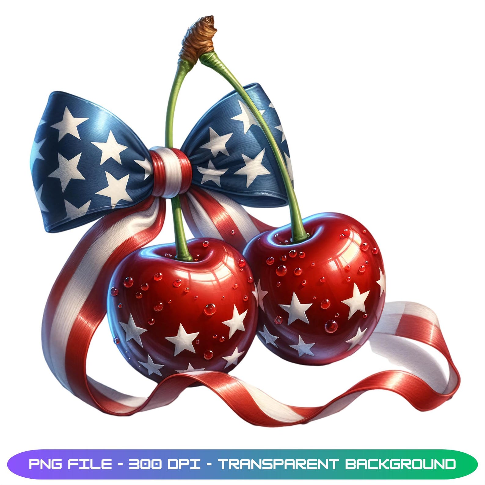 4th of July Png Fileamerica Cherries PNG, Cherry Bow Png, Trendy July ...
