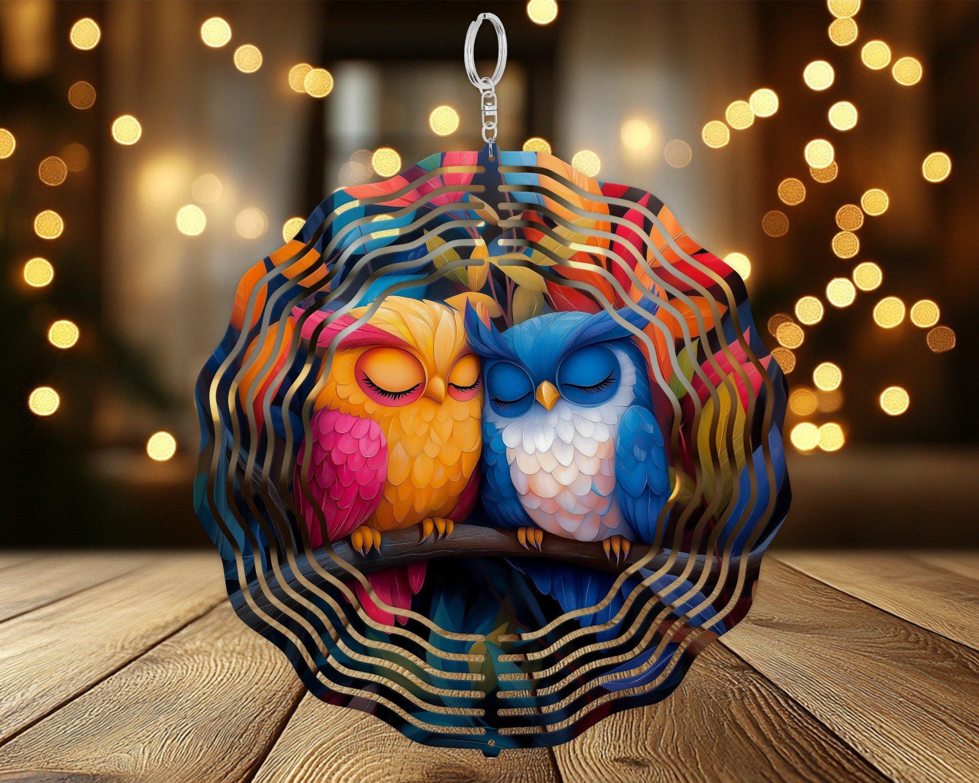 Wind Spinner PNG- Owl Wind Spinner, Outdoor Garden Wind Spinner Decor, Windspinner Gift, Sublimation