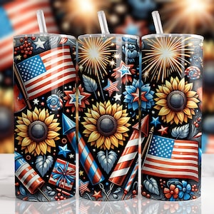 4th Of July American Flag 20 oz Skinny Tumbler Sublimation Design, 4th Of July PNG, Patriotic Tumbler PNG, America Tumbler Wrap