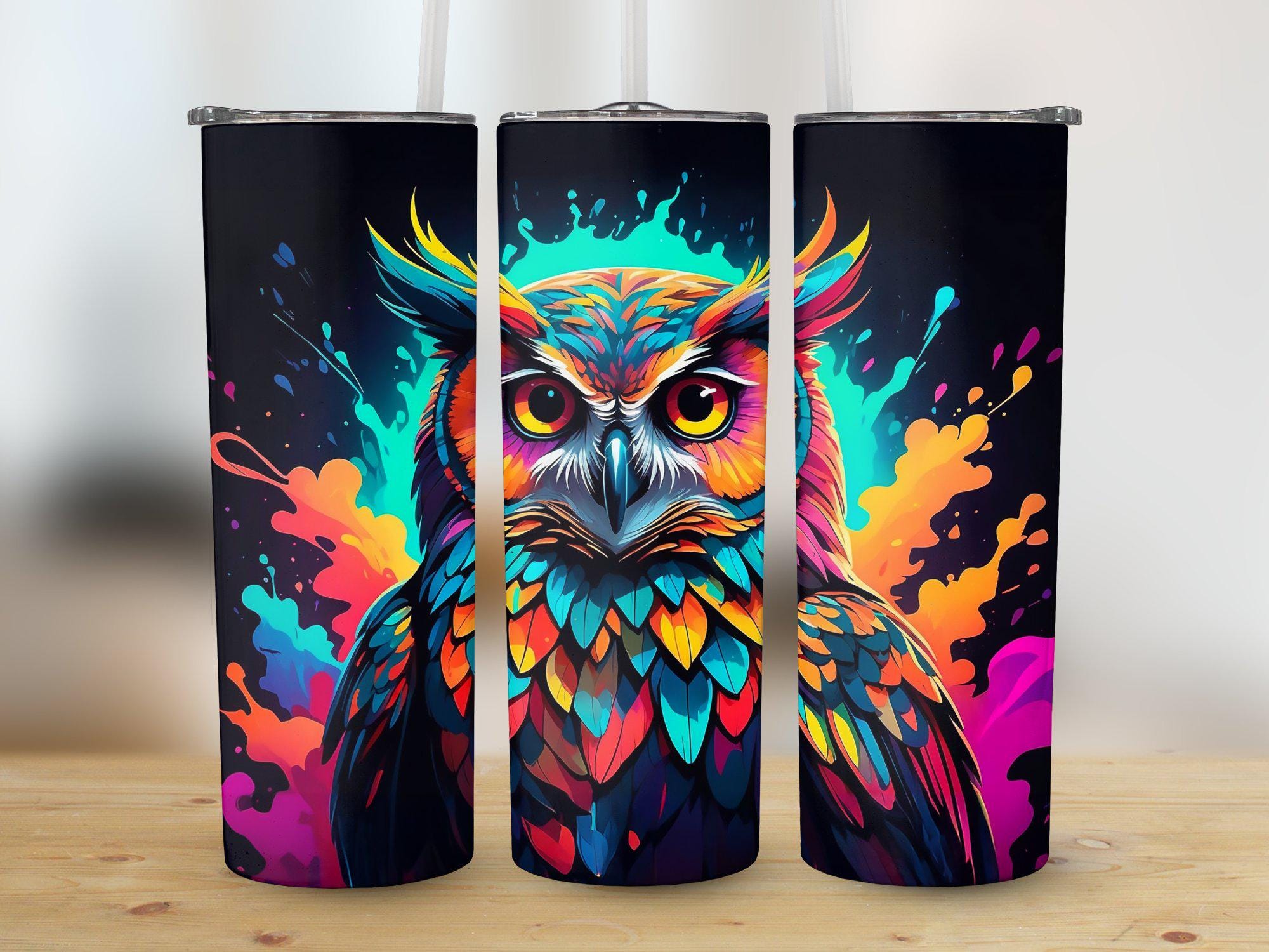Owl 20 oz Skinny Tumbler Sublimation Design, Straight & Tapered Wrap, Tumbler Wrap, Tumbler Png,