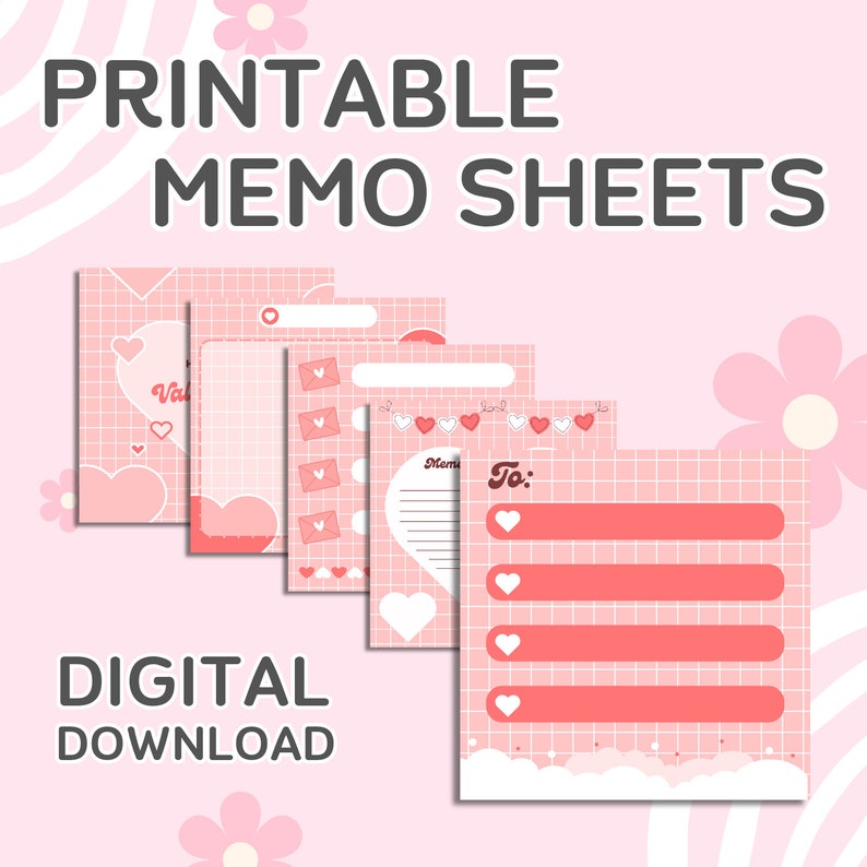 Printable Memo Sheets, Digital Download, Kawaii Stationary, Kawaii Memo ...