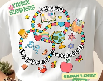 Camiseta de Feliz Último Día de Clases, Espíritu Escolar con Cuentas, Regalo de Fin de Año para Maestros, Conjunto para el Último Día de Clases de los Niños, Regalo de Agradecimiento al Maestro