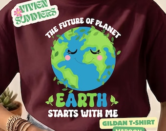 Camiseta "El futuro del planeta Tierra comienza conmigo", linda camiseta del Día de la Tierra, regalo para activistas ambientales, ropa ecológica, camiseta infantil con temática de naturaleza.