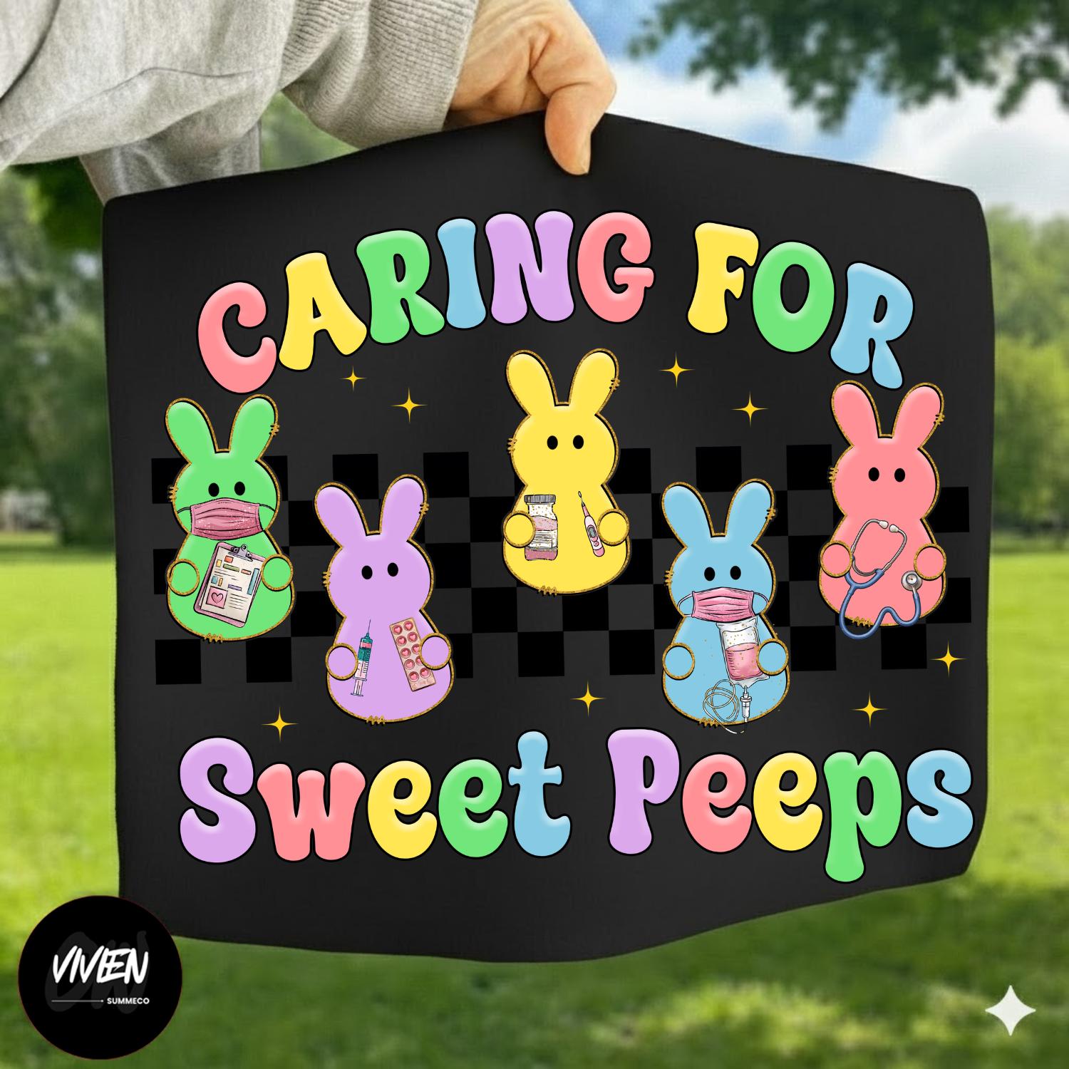 Caring for Sweet Peeps Nurse PNG, Easter Bunny Medical Peeps Design ...