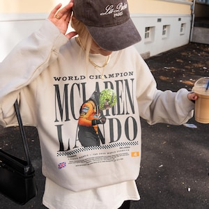 TYI Spring Unisex Lando-Norris Hoodie Sweatshirt Harajuku Cartoon Hip Hop Fashion Clothing F1 Racing Fans Men/Women Hoodie (S-3XL) (1,S