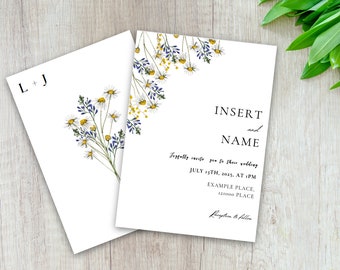 Faire-part de mariage floral minimaliste - PERSONNALISABLE