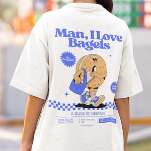 Koszulka Man I Love Bagels, koszulka Deli, koszulka Deli Lover, koszulka Bagel Print Retro Foodie, koszulka Sandwich, New York Deli Retro Trendy Graphic