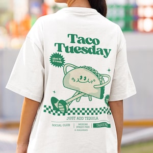 Taco Tuesday Shirt, Taco Print Shirt, Retro Diner Style, 90s Nostalgia Shirt, Retro Foodie Shirt, Deli T Shirt, Mexican Fast Food Lover Gift