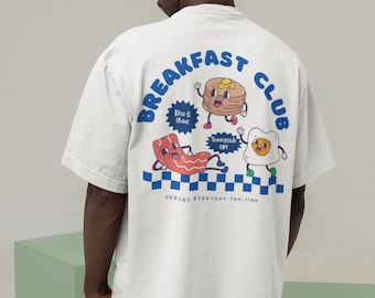 Breakfast Club Aesthetic Bohemian Retro Vintage Unisex Graphic Tee Oversized Retro Graphic Tee Y2K Boho Graphic, Breakfast Diner T-Shirt