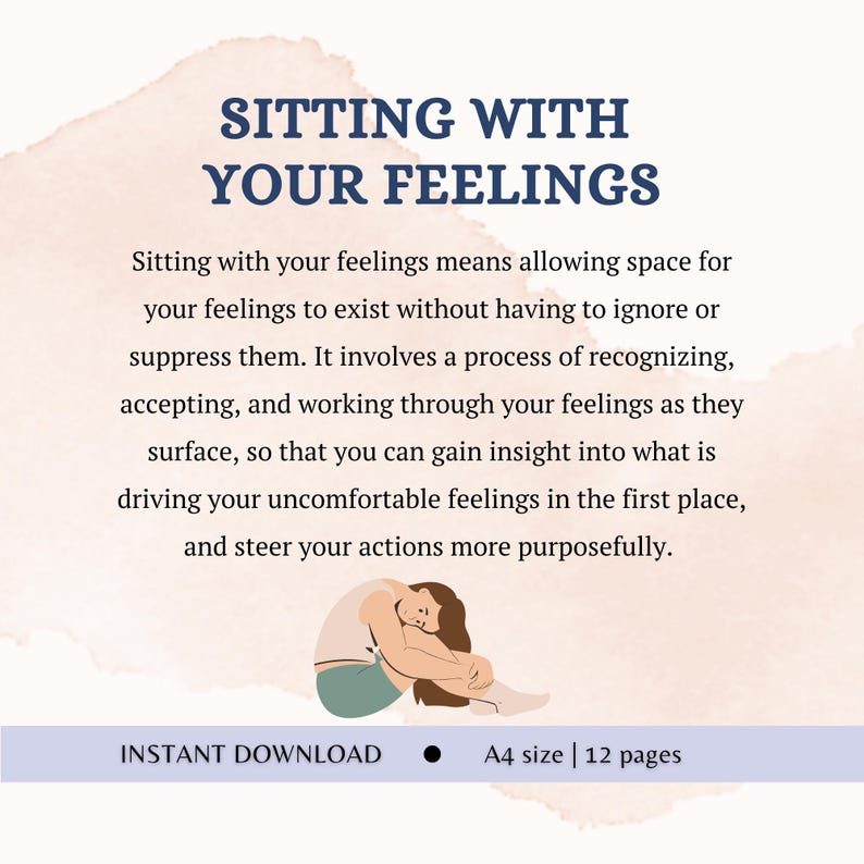 Sitting with your Feelings Therapeutic Tool for Processing Emotions in Emotional Regulation Resource for Self-Awareness Therapy Worksheets image 2