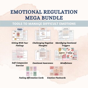 Emotion Regulation Bundle, Managing Emotions, Coping Skills, Emotion Wheel, Self Regulation Tools, CBT, Mindfulness