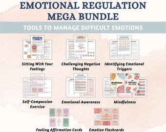 Emotion Regulation Bundle, Managing Emotions, Coping Skills, Emotion Wheel, Self Regulation Tools, CBT, Mindfulness
