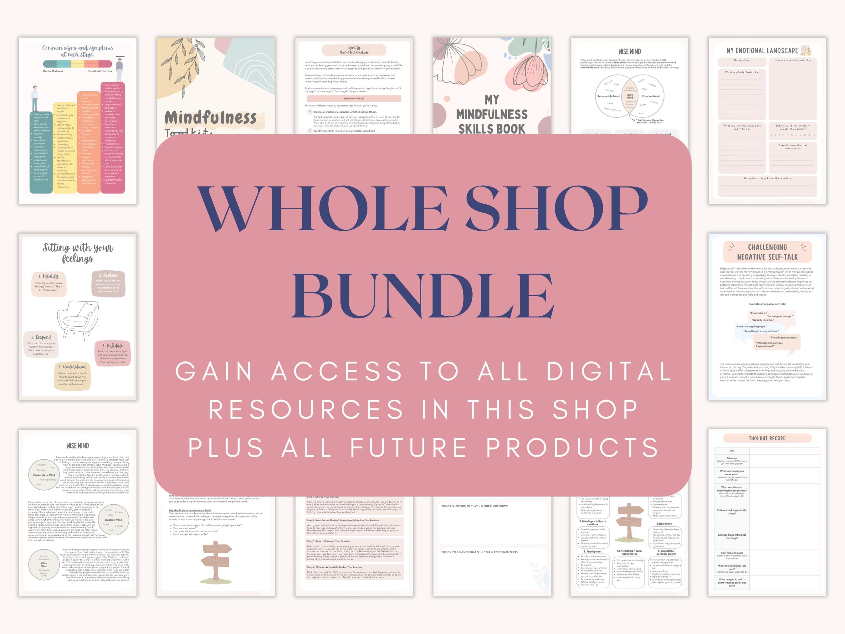 Mental Health Digital Resources Mega Shop Bundle Therapy Worksheets ...