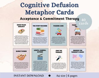 ACT Metaphor Therapy Cards Acceptance and Commitment Therapy Resource Cognitive Defusion Metaphor Flashcards Psychological Flexibility